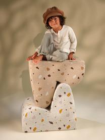 Poltroncina per bambini in bouclé fatta a mano Cloud, Bouclé bianco, effetto terrazzo, Larg. 50 x Prof. 60 cm