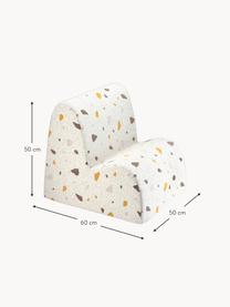 Poltroncina per bambini in bouclé fatta a mano Cloud, Bouclé bianco, effetto terrazzo, Larg. 50 x Prof. 60 cm