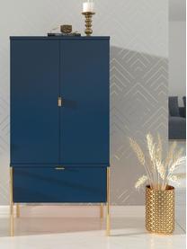 Dunkelblaues Highboard Polka mit Türen, Korpus: Hochdichte Holzfaserplatt, Dunkelblau, B 60 x H 120 cm