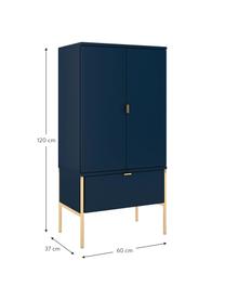 Donkerblauw dressoir Polka met deurtjes, Frame: gelamineerd vezelplaat me, Donkerblauw, B 60 cm x H 120 cm