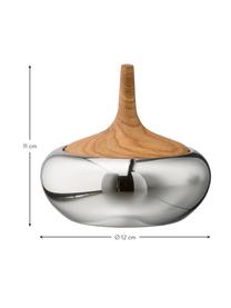 Aufbewahrungsdose Onion, Dose: Edelstahl, hochglanzpolie, Deckel: Eiche, Dose: Edelstahl, glänzend Deckel: Eiche, Ø 12 x H 11 cm