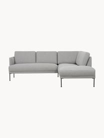Sofa narożna Fluente, Tapicerka: 80% poliester, 20% ramia , Stelaż: lite drewno sosnowe z cer, Nogi: metal malowany proszkowo, Jasnoszara tkanina, S 221 x G 200 cm, lewostronna