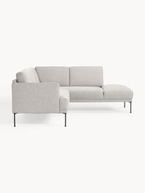 Sofa narożna Fluente, Tapicerka: 80% poliester, 20% ramia , Stelaż: lite drewno sosnowe z cer, Nogi: metal malowany proszkowo, Jasnoszara tkanina, S 221 x G 200 cm, lewostronna