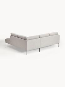 Sofa narożna Fluente, Tapicerka: 80% poliester, 20% ramia , Stelaż: lite drewno sosnowe z cer, Nogi: metal malowany proszkowo, Jasnoszara tkanina, S 221 x G 200 cm, lewostronna