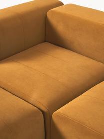 Modulares Samt-Sofa Lena (4-Sitzer) mit Hocker, Bezug: Samt (100 % Polyester) De, Gestell: Kiefernholz, Schichtholz,, Füße: Kunststoff, Samt Ockergelb, B 284 x T 181 cm
