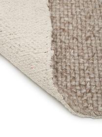 Handgeweven wollen vloerkleed Alvin in gevlekt taupe met franjes, Bovenzijde: 60% wol, 40% viscose, Onderzijde: 100% katoen Bij wollen vl, Taupe, gevlekt, B 120 x L 170 cm (maat S)