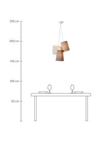 Moderne cluster hanglamp Trial, Lampenkap: katoen, Baldakijn: gecoat metaal, Grijs, 44 x 105 cm