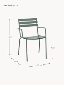 Zahradní židle s područkami Monsi, Železo, pozinkované, Šalvějově zelená, Š 55 cm, H 55 cm