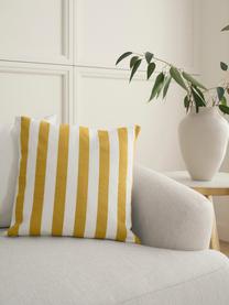 Housse de coussin rayée Timon, 100 % coton, Jaune, blanc, larg. 40 x long. 40 cm