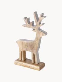 Set de cerfs décoratifs faites main Paimio, 2 élém., Bois de manguier, peint, finition naturelle, Brun clair gris, blanc, larg. 18 x haut. 30 cm