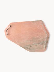 Marmeren serveerplateau Han, B 38 cm, Dienblad: marmer, Handvatten: metaal, Terracotta, gemarmerd, B 27 x L 38 cm
