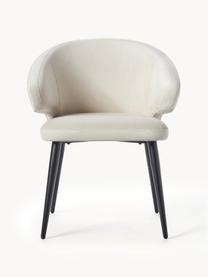 Krzesło z podłokietnikami z aksamitu Celia, Tapicerka: aksamit (poliester) Dzięk, Nogi: metal malowany proszkowo, Jasnobeżowy aksamit, S 60 x G 62 cm