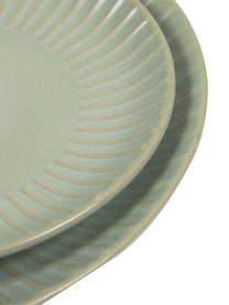 Keramické plytké taniere s drážkovou štruktúrou Itziar, 2 ks, Keramika, Svetlozelená, Ø 27 x V 2 cm