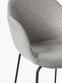 Stolička s opierkami s úzkym sedadlom Fiji, Svetlosivá, čierna matná, Š 58 x H 56 cm