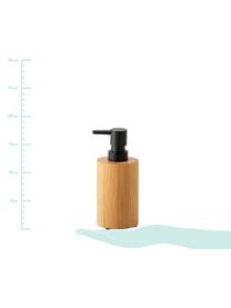 Dosificador de jabón Beckton, Recipiente: madera de bambú, Dosificador: plástico, Bambú, negro, Ø 7 x Al 17 cm