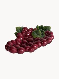 Handgemachte Servierplatte Grape aus Dolomit, Dolomit, Weinrot, Dunkelgrün, B 28 x T 21 cm