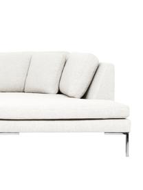 Ecksofa Emma, Bezug: Polyester 100.000 Scheuer, Gestell: Massives Kiefernholz, Webstoff Cremeweiss, Füsse Silber, B 302 x T 220 cm