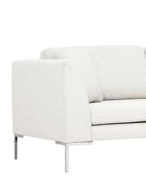 Ecksofa Emma, Bezug: Polyester 100.000 Scheuer, Gestell: Massives Kiefernholz, Füße: Metall, galvanisiert, Webstoff Cremeweiß, Füße Silber, B 302 x T 220 cm