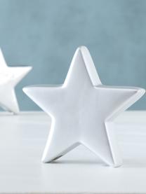 Piezas decorativas estrellas Glimmy, 2 uds., Gres, Plateado, blanco, An 15 x F 12 cm