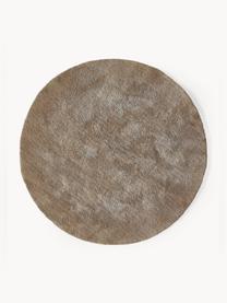 Flauschiger runder Hochflor-Teppich Leighton, Mikrofaser (100 % Polyester, GRS-zertifiziert), Braun, Ø 120 cm (Grösse S)