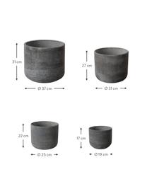 Handbeschilderde Cemento plantenbakkenset in donkergrijs, 4-delig, Beton, glasvezel, Donkergrijs, Set met verschillende formaten