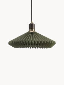 Lampada a sospensione Paris, Ø 40 cm, Paralume: fibra sintetica, Decorazione: legno di quercia, metallo, Verde oliva, Larg. 40 x Alt. 22 cm