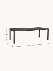 Uitschuifbare tuintafel Kiplin, 180 - 240 x 100 cm, Gepoedercoat aluminium, Antraciet, B 180/240 x D 100 cm