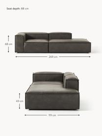 Chaise longue componibile in pelle riciclata Lennon, Rivestimento: pelle riciclata (70 % pel, Rivestimento: imbottitura in schiuma co, Struttura: legno massiccio, compensa, Piedini: plastica Questo prodotto , Pelle taupe, Larg. 269 x Prof. 119 cm, schienale a sinistra