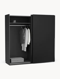 Modulární šatní skříň s posuvnými dveřmi Leon, šířka 200 cm, různé varianty, Černá, Interiér Basic, Š 200 x V 200 cm