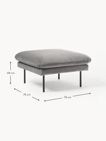 Reposapiés puf de terciopelo Moby, Tapizado: terciopelo (poliéster de , Estructura: madera de pino maciza, Patas: metal con pintura en polv, Terciopelo gris, An 78 x F 78 cm