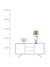 Grote tafellamp Face Nature, Frame: gepoedercoat staal, Lampvoet: gepoedercoat staal, Beige, zwart, 35 x 69 cm