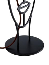 Lampada da tavolo Face Nature, Struttura: acciaio verniciato a polv, Asta: acciaio ottonato, Beige, nero, Larg. 35 x Alt. 69 cm