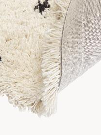 Kulatý načechraný koberec s vysokým vlasem Ayana, 100 % polyester, Světle béžová, černá, Ø 120 cm (velikost S)