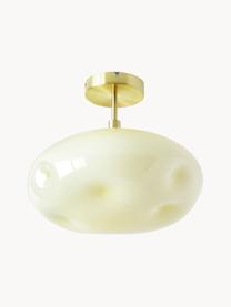 Plafoniera in vetro opalino Josie, Paralume: vetro opale, Baldacchino: metallo spazzolato, Bianco crema, Ø 35 x Alt. 31 cm