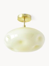 Deckenleuchte Josie aus Opalglas, Lampenschirm: Opalglas, Baldachin: Metall, gebürstet, Cremeweiß, Goldfarben, Ø 35 x H 31 cm