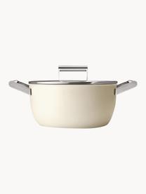 Schmortopf 50's Style mit Deckel und Antihaftbeschichtung, Korpus: Aluminium, kaltgeschmiede, Griffe: Edelstahl, poliert, Deckel: Glas und Edelstahlumrandu, Off White, Ø 26 x H 21 cm