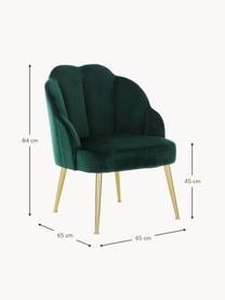 Fauteuil cocktail en velours Helle, Velours vert foncé, larg. 65 x prof. 65 cm