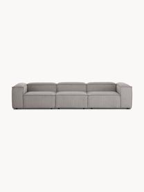 Sofa modułowa ze sztruksu Lennon (4-osobowa), Tapicerka: sztruks (92% poliester, 8, Stelaż: lite drewno, sklejka, Nogi: tworzywo sztuczne, Szary sztruks, S 327 x G 119 cm