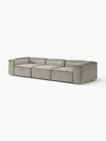 Modulares Sofa Lennon (4-Sitzer) aus Cord, Bezug: Cord (92 % Polyester, 8 %, Gestell: Massives Kiefernholz, Spe, Füße: Kunststoff Dieses Produkt, Cord Grau, B 327 x T 119 cm