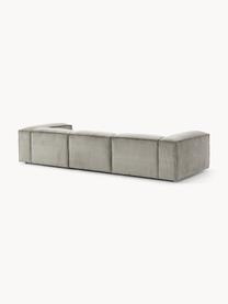 Modulares Sofa Lennon (4-Sitzer) aus Cord, Bezug: Cord (92 % Polyester, 8 %, Gestell: Massives Kiefernholz, Spe, Füße: Kunststoff Dieses Produkt, Cord Grau, B 327 x T 119 cm