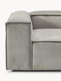 Modulares Sofa Lennon (4-Sitzer) aus Cord, Bezug: Cord (92 % Polyester, 8 %, Gestell: Massives Kiefernholz, Spe, Füße: Kunststoff Dieses Produkt, Cord Grau, B 327 x T 119 cm