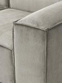Modulares Sofa Lennon (4-Sitzer) aus Cord, Bezug: Cord (92 % Polyester, 8 %, Gestell: Massives Kiefernholz, Spe, Füße: Kunststoff Dieses Produkt, Cord Grau, B 327 x T 119 cm