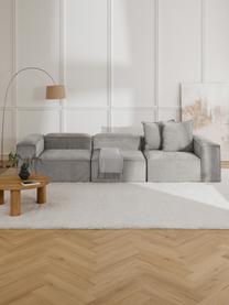 Modulares Sofa Lennon (4-Sitzer) aus Cord, Bezug: Cord (92 % Polyester, 8 %, Gestell: Massives Kiefernholz, Spe, Füße: Kunststoff Dieses Produkt, Cord Grau, B 327 x T 119 cm