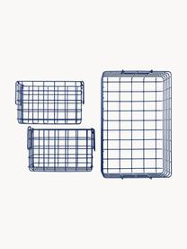 Metalen opbergmanden The Baskets, set van 3, Staal, gepoedercoat, Donkerblauw, Set met verschillende formaten