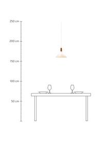 Kleine Pendelleuchte Nori aus Glas, Lampenschirm: Opalglas, Dekor: Holz, Baldachin: Metall, beschichtet, Weiß, Ø 27 x H 25 cm