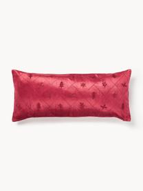 Housse de coussin en velours avec broderie de Noël Isadora, Rouge, larg. 30 x long. 70 cm