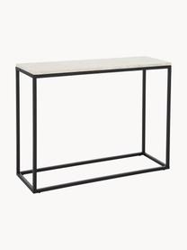 Console avec plateau en travertin Titti, Beige, aspect travertin, noir, larg. 100 x haut. 75 cm