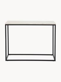 Console avec plateau en travertin Titti, Beige, aspect travertin, noir, larg. 100 x haut. 75 cm