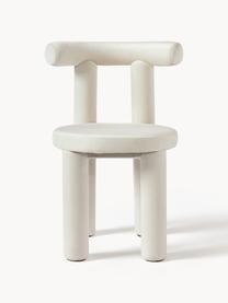 Gestoffeerde stoel Calan van fluweel, Bekleding: 100% polyester, Frame: gecoat metaal met schuims, Fluweel crèmewit, B 55 x D 52 cm