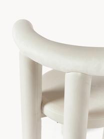 Krzesło tapicerowane z aksamitu Calan, Tapicerka: 100% poliester, Stelaż: metal powlekany pianką, Kremowobiały aksamit, S 55 x G 52 cm